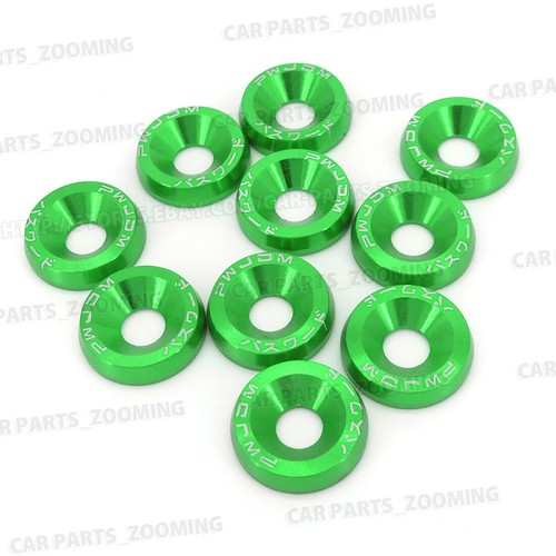10Pcs Car Green Fender Bumper Washer Bolt Engine Bay Screw CNC Billet - Picture 2 of 8