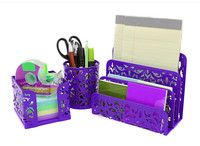 Mail Organizer For Desk Set Holder Office Purple Note Letter Pen Sorter Stack Mail Organizer For Desk Set Holder Office Purple Note Letter Pen Sorter Stack