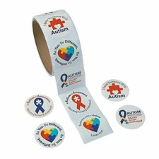 25 Autism awareness ribbon stickers 1.5" envelope seal reward 