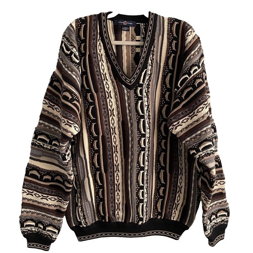 Cotton Traders Sweater Coogi Style Cosby 3D Knit Textured