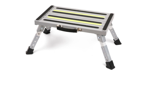 Illuminated Adjustable Caravan Step 200KG Aluminum Folding Height Stool Portable - Video 1 of 1