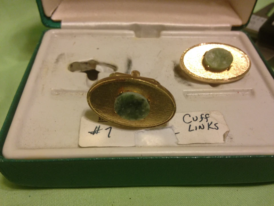 Gemelos Dante vintage con piedra única en caja Royale de época correcta, NOS J68 Foto 4 de 4