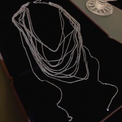 Silber Halskette mehrlagig Kette Festival Choker Anhänger