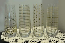 Glass Tapered Tumblers With Gold Patterns