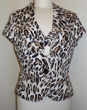 12 Leopard Animal Print 1950s Vintage Style Ruffle Front Peplum Jacket