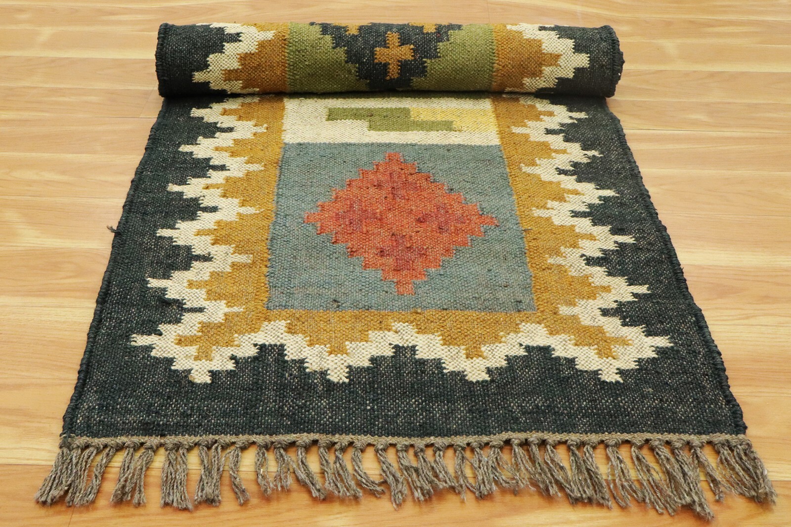 Handwoven Wool Jute Kilim Turkish Runner Rug Stair Hallway Carpet 3x15 ...