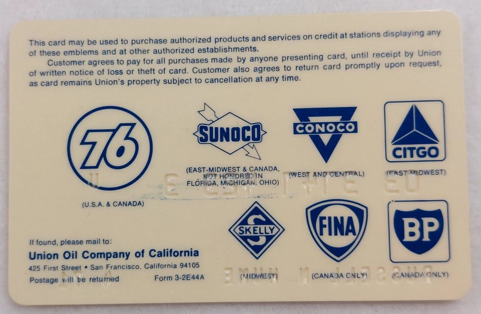 Tarjeta de crédito Union 76 National Union Oil Company caducada 4/1971 ENVÍO RÁPIDO Foto 2 de 2