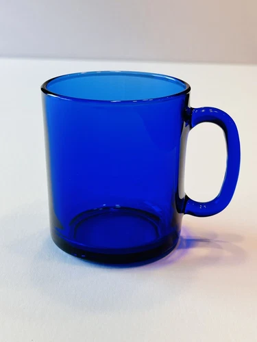 Vintage Arcoroc France Cobalt Blue Glass Coffee Mug 10 oz Capacity