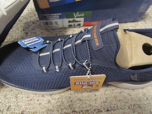 Para hombres Skechers Slip-ins Summits Tenis Alta Gama Sin Cordones Azul Marino 12 Anchos Nuevo en Caja - Imagen 3 de 6
