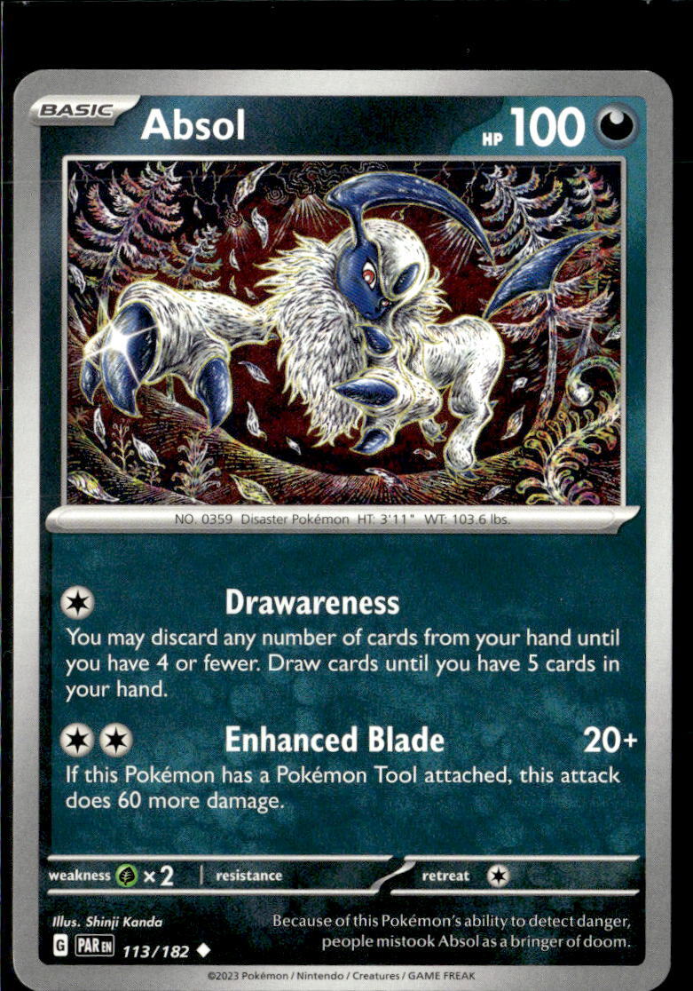 Pokemon Absol 113/182 Paradox Rift Non Holo Uncommon 2 Card Lot