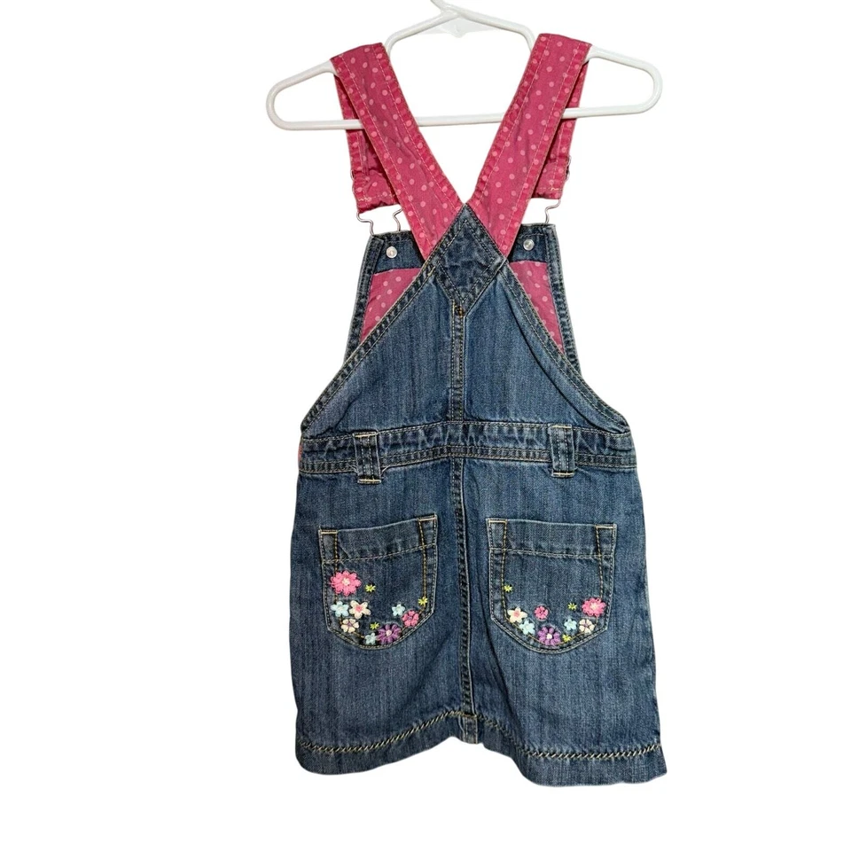 Vestido Mono Denim Genuino Niños por OshKosh Niñas Pequeñas 3T Rosa Floral Foto 2 de 4
