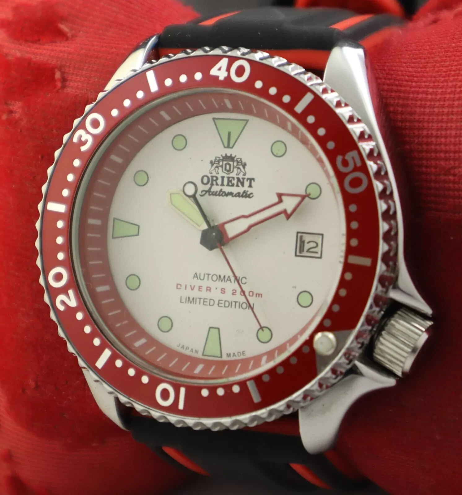ORIENT Divers Automatic Movement RED/WHITE Date R… - image 3
