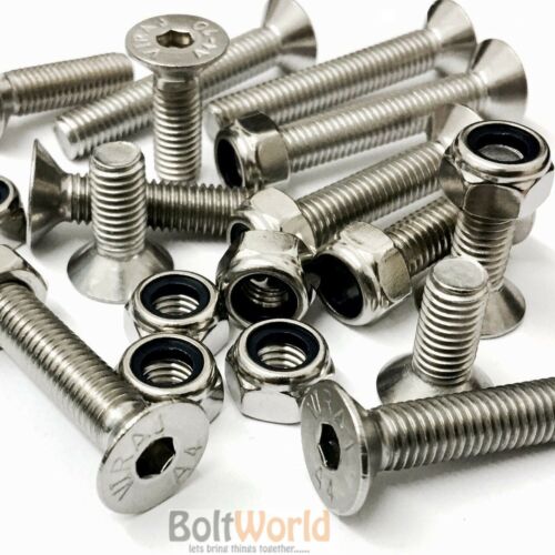 M12, A4 STAINLESS STEEL COUNTERSUNK CSK SOCKET ALLEN BOLTS NYLOC NUTS SCREWS HEX - Picture 1 of 3