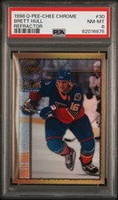 1998 O-PEE-CHEE CHROME REFRACTOR #30 BRETT HULL PSA 8