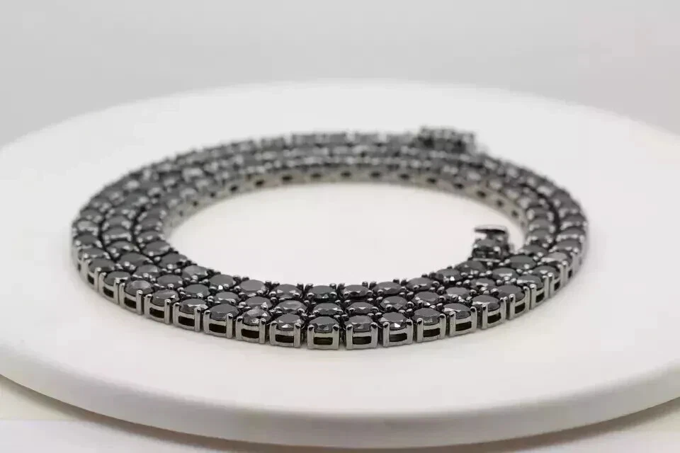Collar de tenis para hombre de diamantes negros creados en laboratorio de 3 mm enchapado en oro negro de 14 k Foto 4 de 4