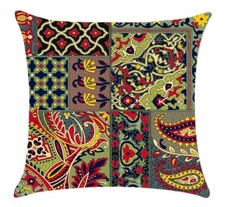 Copricuscino ciniglia cotone paisley, motivi floreali e geometrici per divano letto