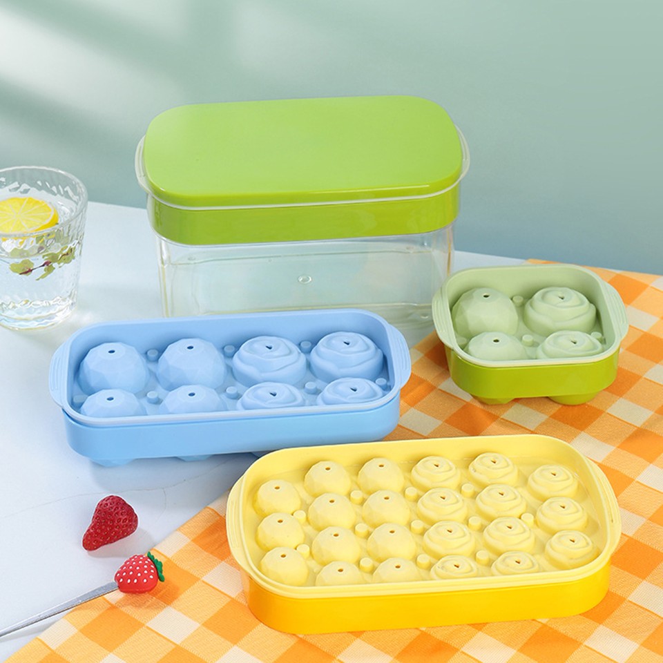 Ice Ball Maker Nonstick Diy Rose Rhombus Shape Ice Cube Molds Simple
