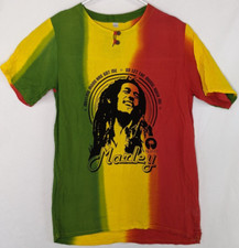 Vintage Bob Marley Henley Adult Medium Rasta Reggae Read.