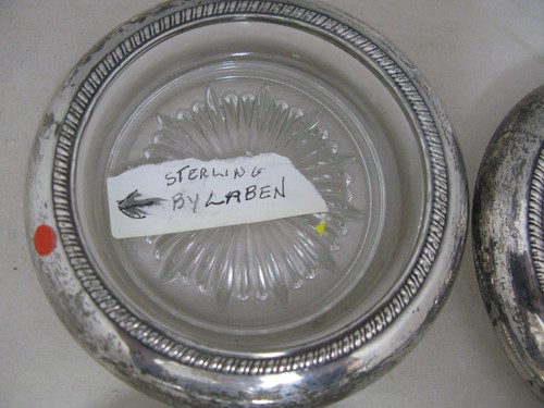 Posavasos de vidrio Starburst de plata esterlina 4 Laben firmados - Imagen 6 de 6