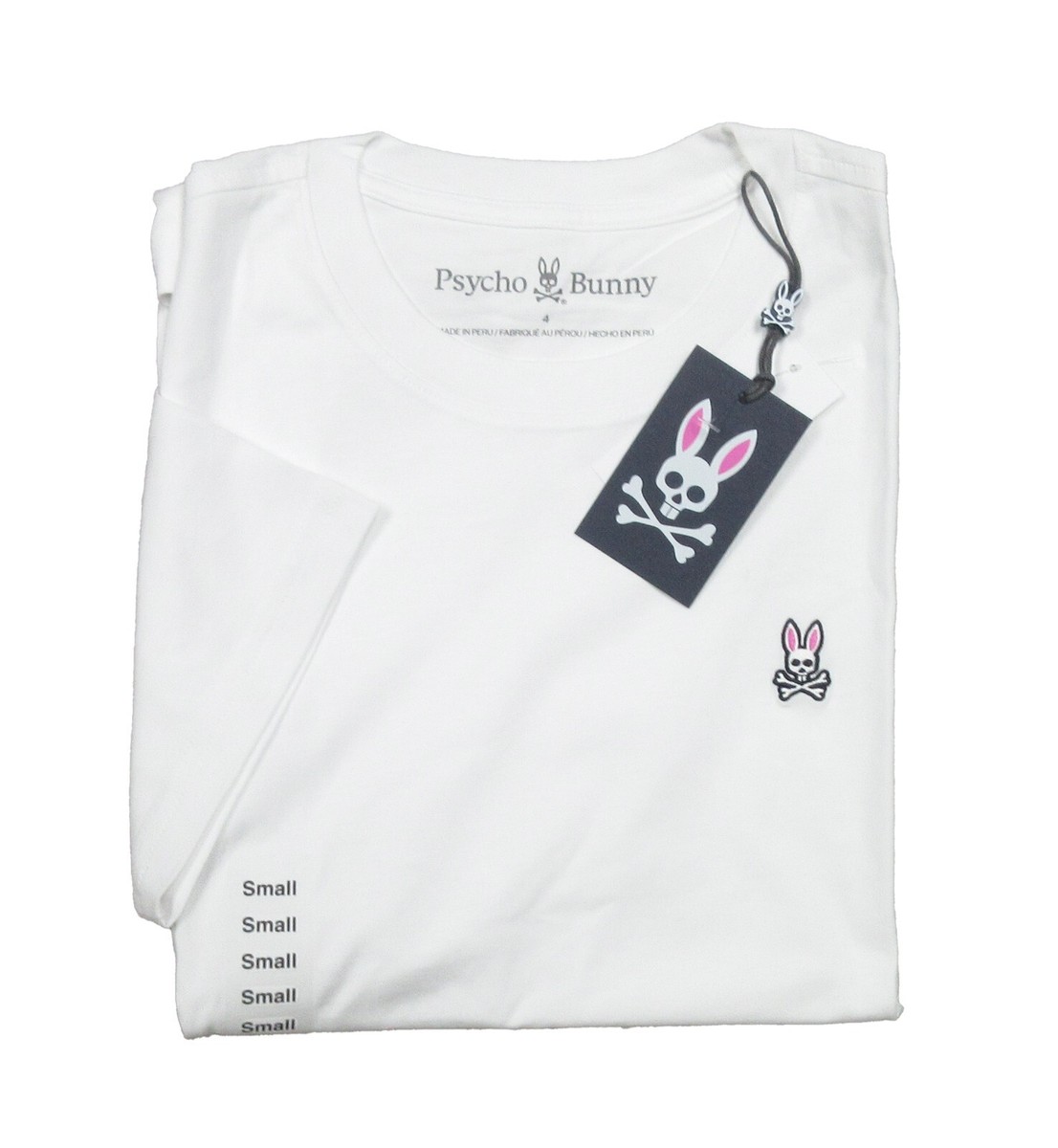 Psycho Bunny Men's White Classic Bunny Logo Crew-Neck Short Sleeve