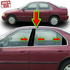 Black Pillar Trim For Honda Accord 94-97 4dr 6pc Set Door Cover Post