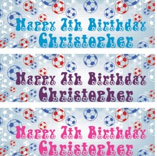 2 personalised birthday banner football children kids adult party poster deco