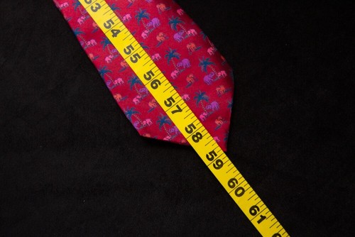 Corbata de cuello de seda tailandesa clásica elafante estampado rojo - Imagen 6 de 7