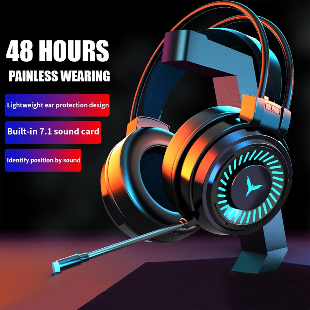 Gaming Headset for PS4 PS5 Xbox One Switch PC w/Noise Canceling Mic Deep Bass-image