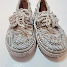Sperry Top-Sider Silver Gray Bahama Jr Shoe Size 5M Strap Closure Lace Up Accent
