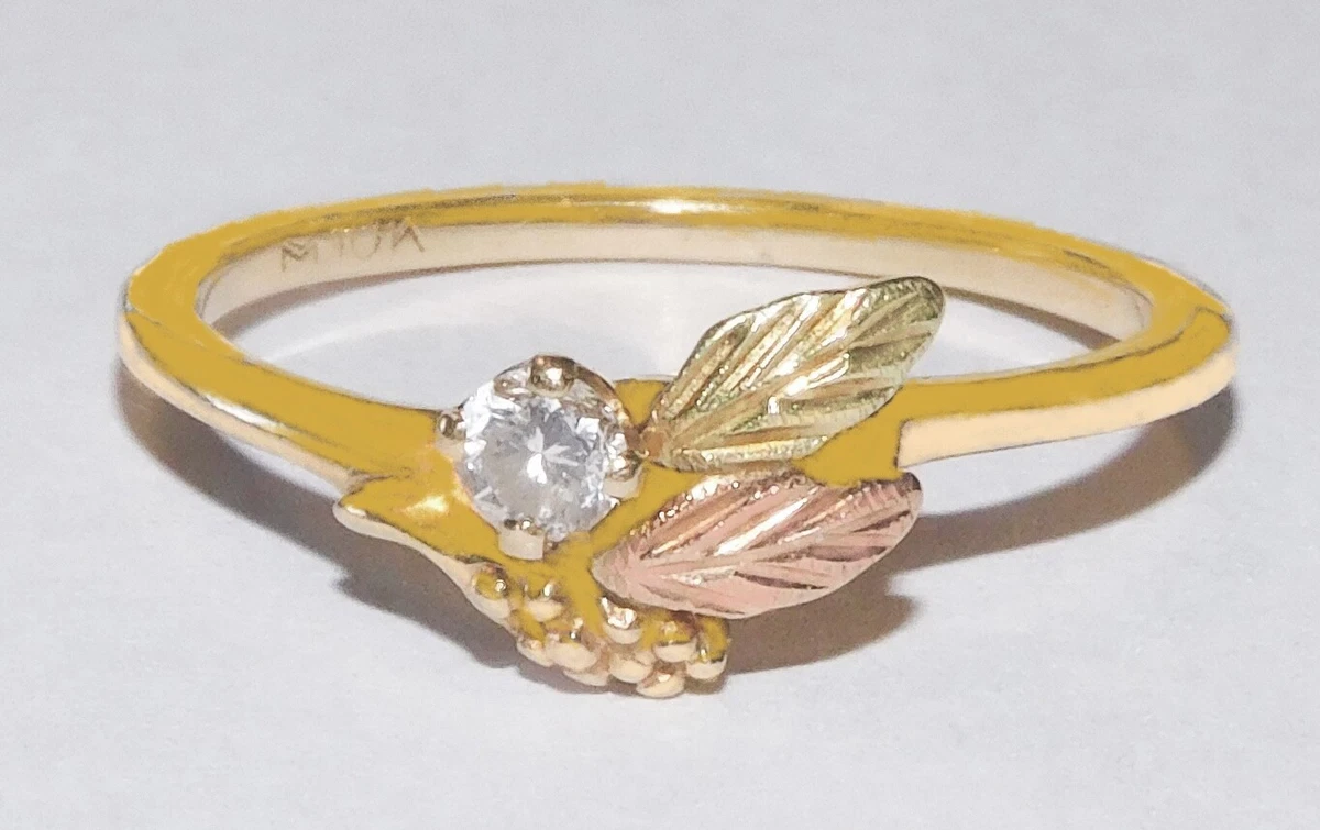 Black Hills Gold 10k 12k Diamond Two Leaf Promise Ring eBay