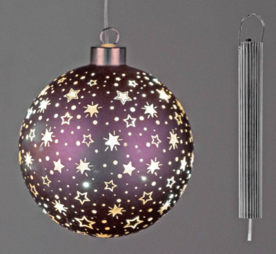 Formano LED Deko-Kugel 30cm Rose-Gold - Sterne Motiv Mit Timer Für Weihnachtsdeko