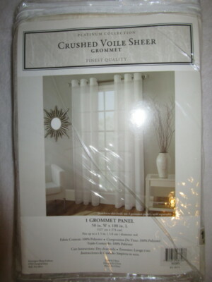 NEW Kensington Crushed Voile Sheer Ivory Grommet Curtain Panel 50 x 108 New