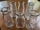 (6) vintage half pint glass Milk Bottles, all New York State dairy farms