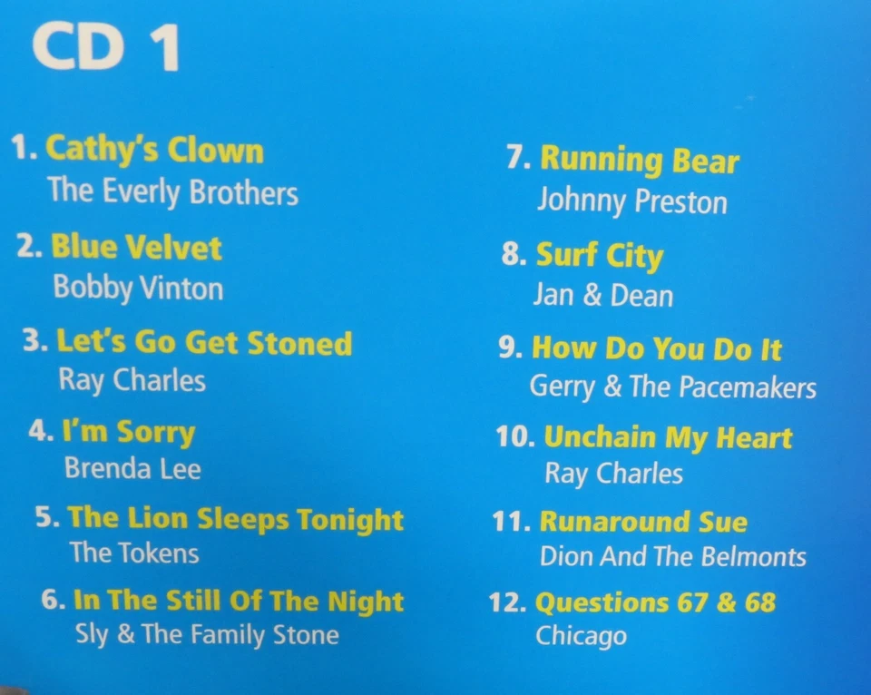 BEST OF 60'S ROCK N ROLL 5 CDS BOX NEW! Tom Jones, Beach Boys, Dion, 60 Tracks - Image 3 of 4