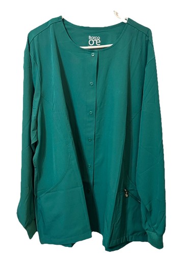 Barco One Women's Snap Front Long Sleeve Scrub Jacket Green Size 4XL