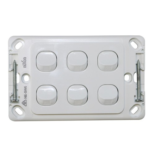 1 x 6 Gang Wall Switch - 2 Way Switching - Electrical Light Switch - SAA - Picture 2 of 4