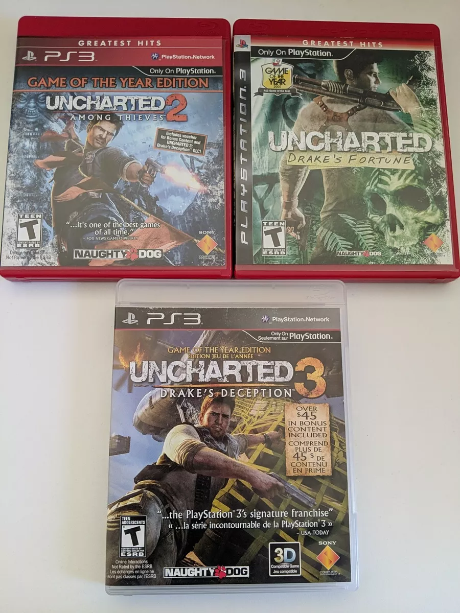 PS3 Uncharted 1 2 3 Drake’s Trilogy Collection Lot of 3 Games (No  Manual)Tested 