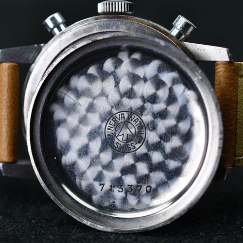 Minerva 1940 Rare Stainless Steel 38mm Step Case Silver Applied Arabic Cal 13-20 - Picture 19 of 23