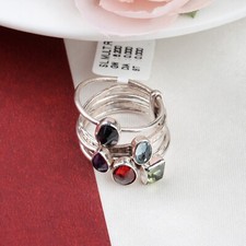 Handmade Multi Gemstone Boho Statement Rings 925 Sterling Silver Gift for Her