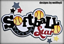 CRAFTECAFE SOFTBALL TITLE paper piecing premade scrapbook page die cut  WOLFFEY5