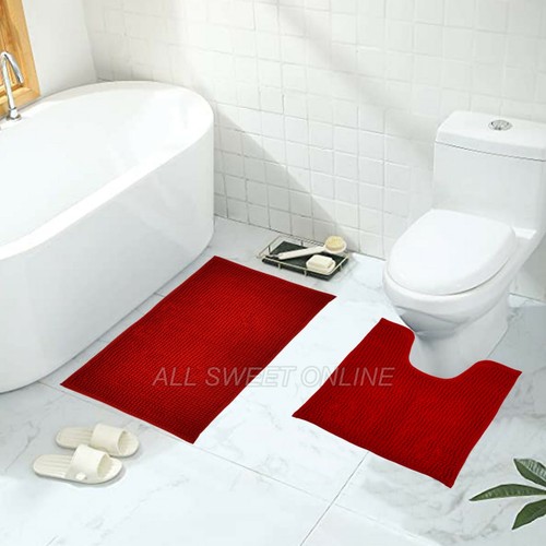 2x Large Chenille Bath Mat Toilet Root Mat Super Comfy Non Slip Highly Absorbent - Picture 21 of 30