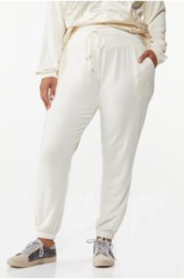 Cato Women's Ivory Wide Waistband Tapered Joggers 14/16