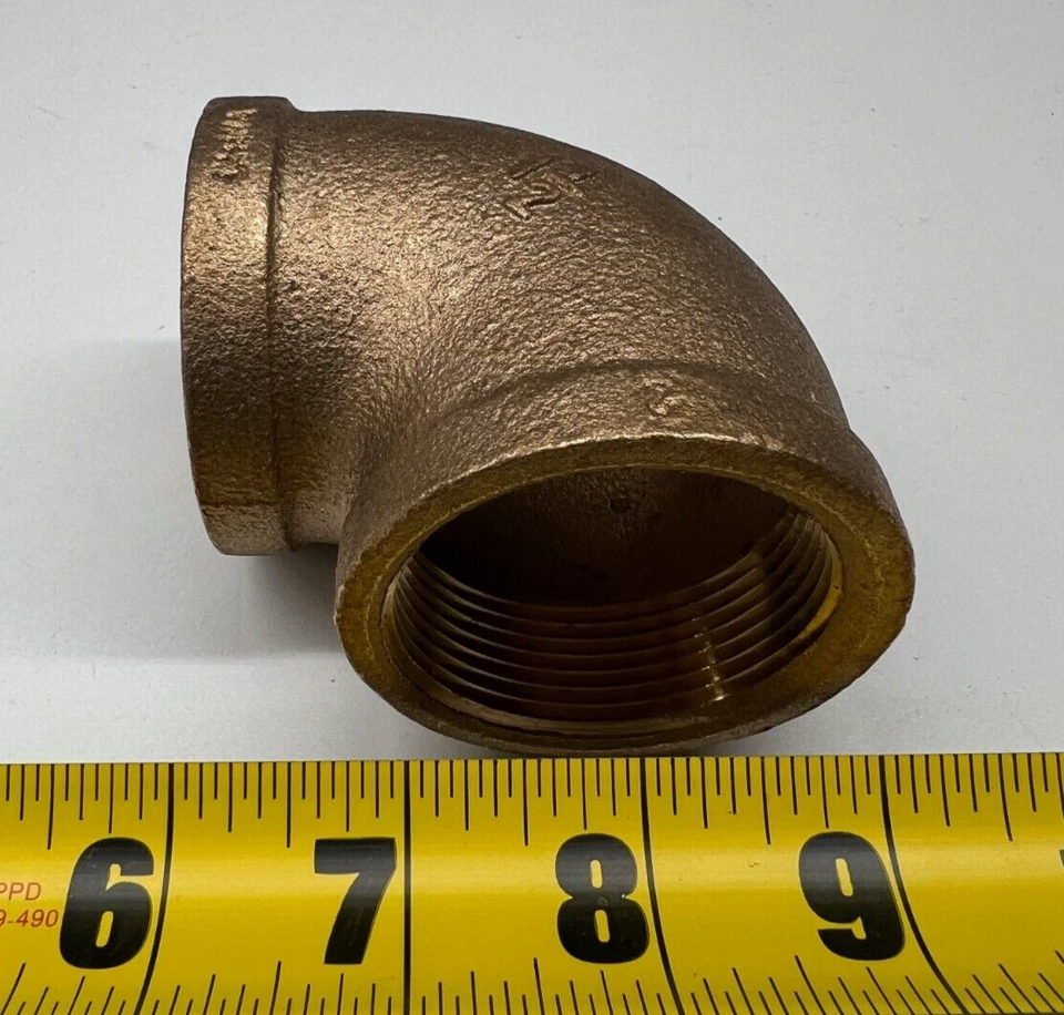 1-1/2" Midland Industries 90° Elbow 44107LF Bronze Threaded NPT Lead Free New - Image 3 of 3