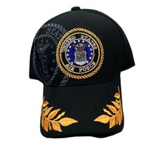 USAF Strapback Cap Hat Crest Embroidered Active Duty Feather Eggs Adjustable