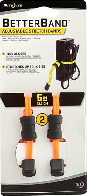 Pack of 2 Nite Ize BetterBand 5'' Neon Orange Adjustable Tie Down Stretch Band
