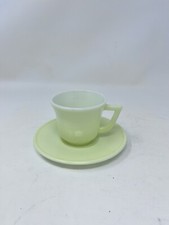 Hazel Atlas Little Hostess Mini Tea Cup  Saucer Yellow Milk Glass VTG Inv 23