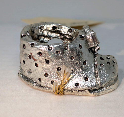 Two Miniature R. ARGENTO Silver Overlay BABY BOOTIES 1 ½” Long Italy - Picture 4 of 13