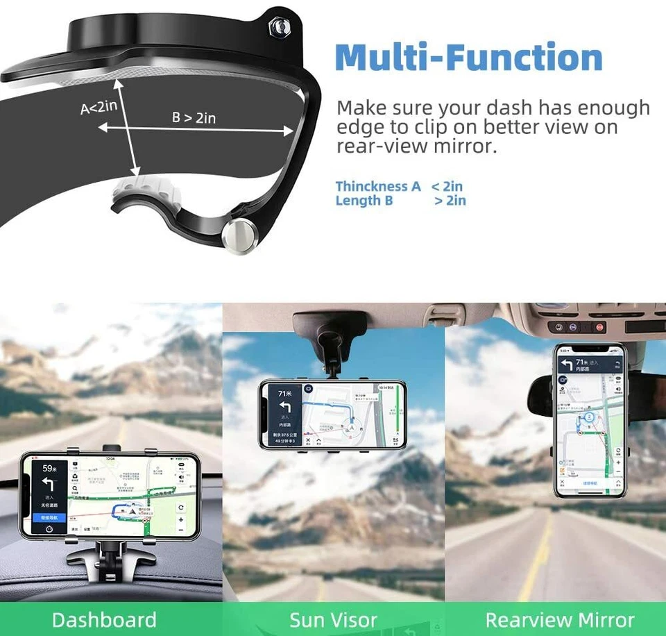 360° Car Phone Mount Windshield Stand For Mobile Cell Phone GPS iPhone Samsung - Image 2 of 4