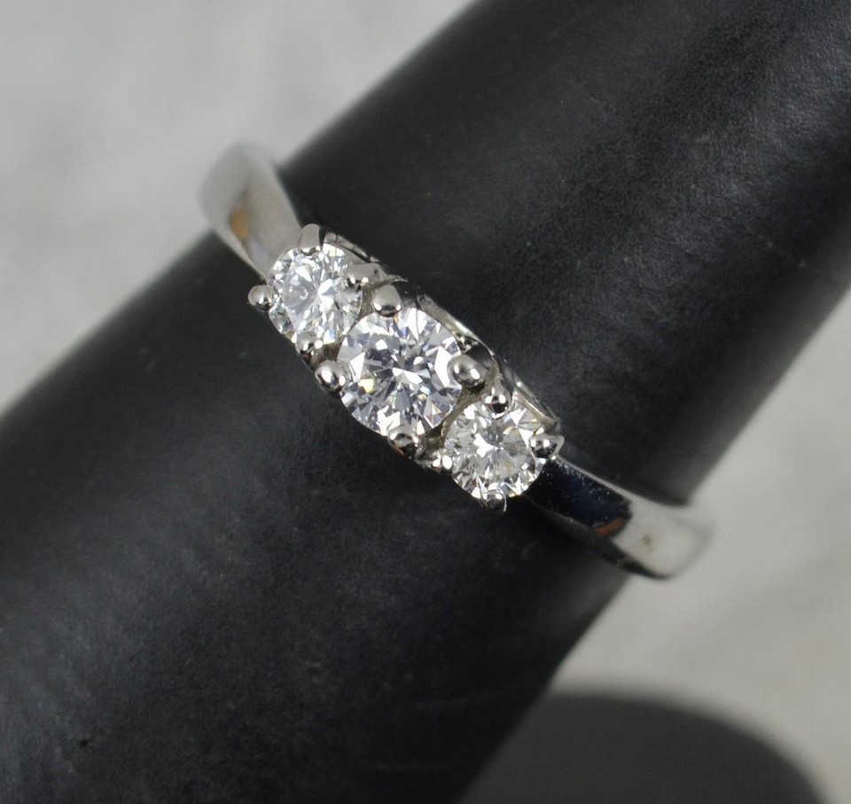 18 Carat White Gold and 0.50 Carat Diamond Trilogy Ring eBay