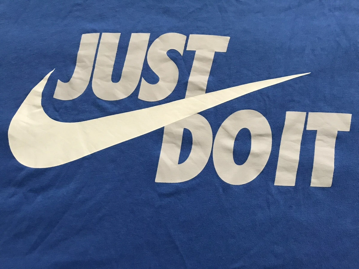 Nike Just Do It Swoosh Logo T Shirt Men Size 2XL Blue Active Athletic Sportswear